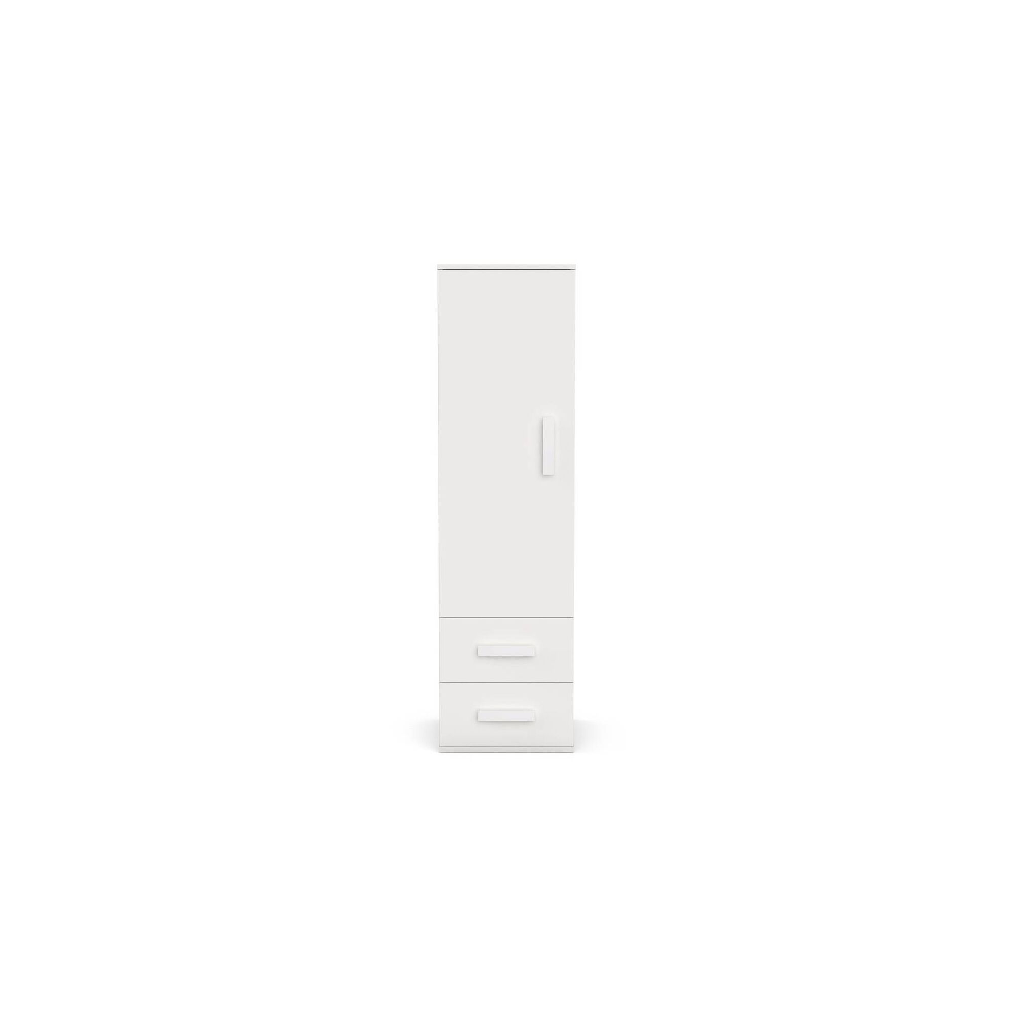 Roupeiro com 1 Porta e 2 Gavetas 50x55x180cm Branco Play Roupeiro com 1 Porta e 2 Gavetas 50x55x180cm Branco Play