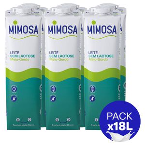 Leite UHT Meio Gordo sem Lactose Mimosa