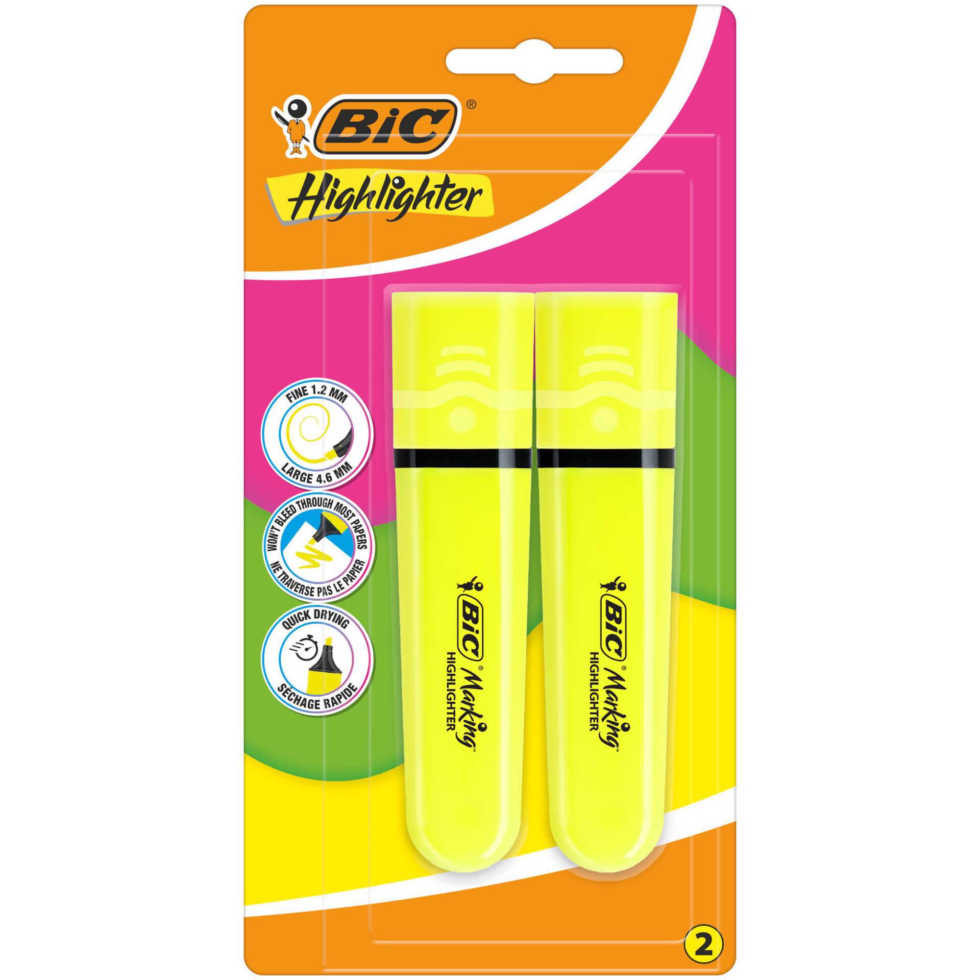 Sublinhador Flat Fluorescentes Neon 2 Unidades