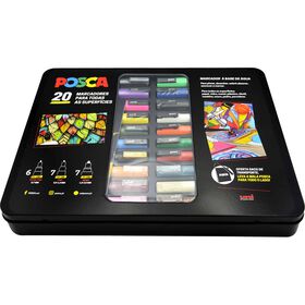 Mala Met&aacute;lica com 20 Marcadores Posca