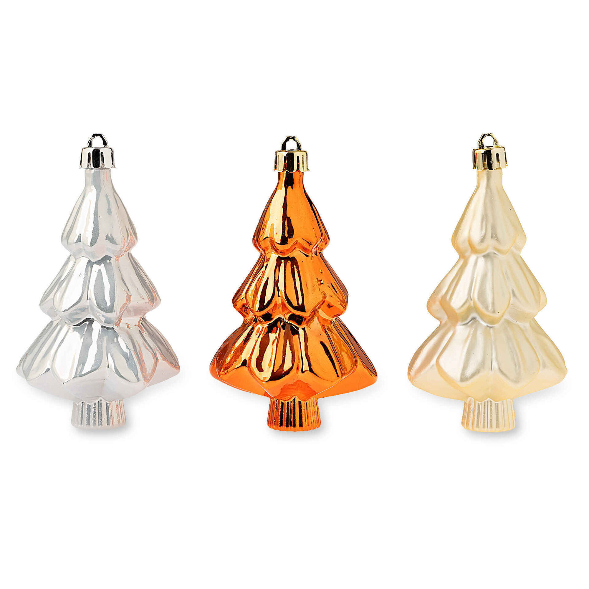 Conjunto 3 Mini Árvores Dourado, Prateado e Rosa