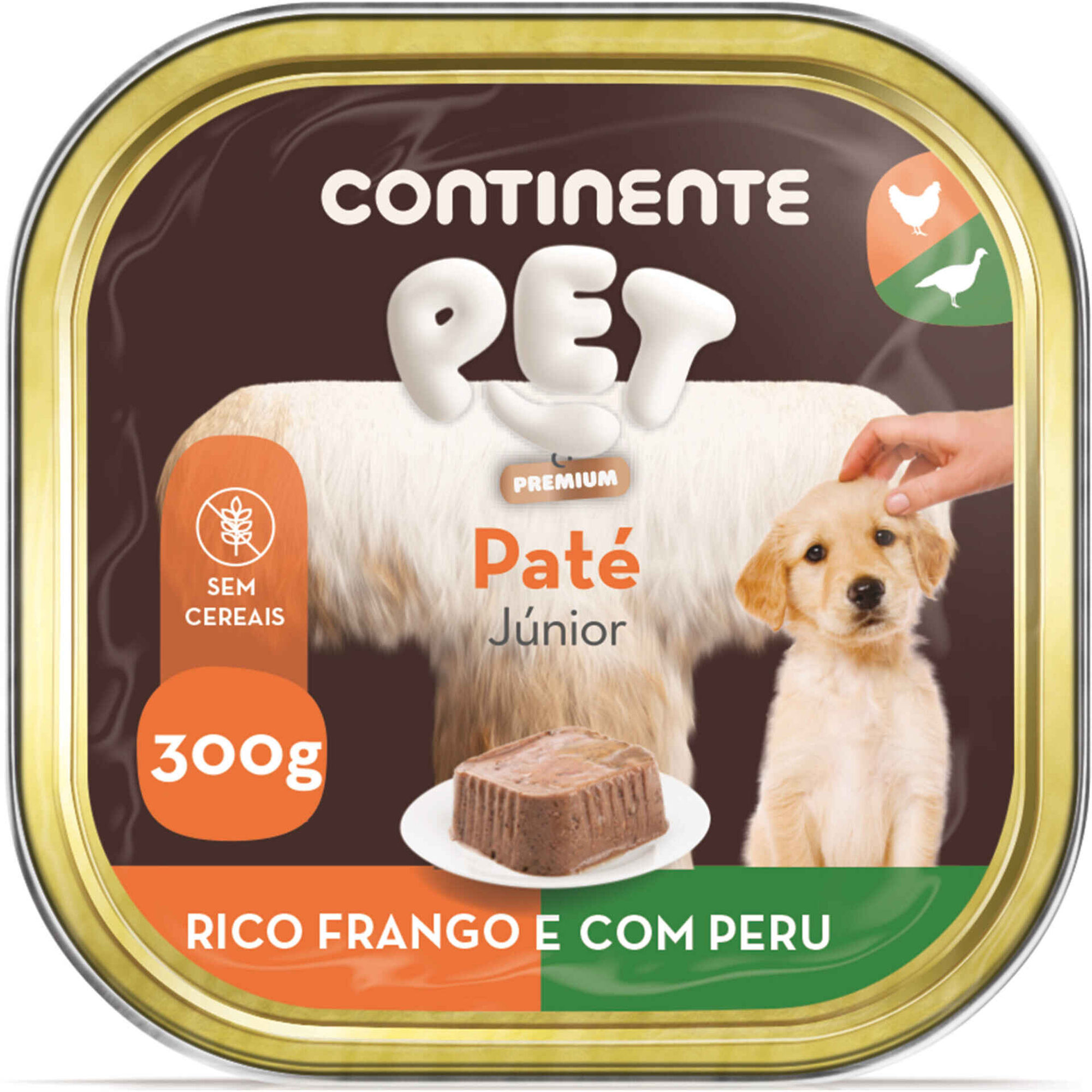 Comida H&uacute;mida para C&atilde;o J&uacute;nior Pat&eacute; Frango e Peru Continente Pet