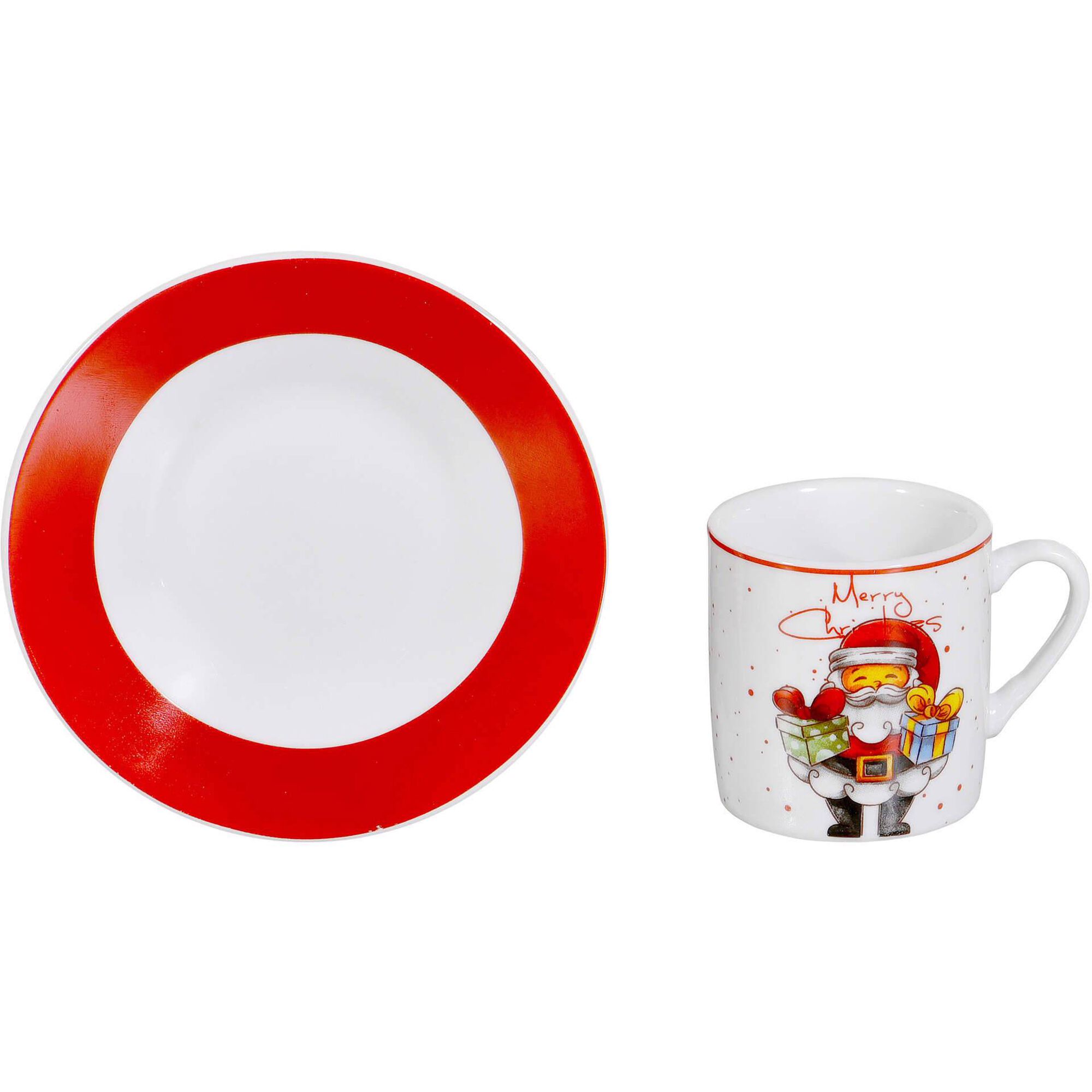 Conjunto 4 Ch&aacute;venas Caf&eacute; 80ml Pai Natal com Prendas