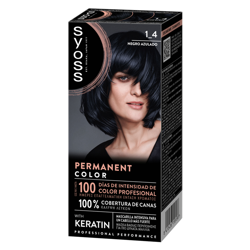 Coloração Permanente Permanent Color Preto Azulado 1.4 Syoss