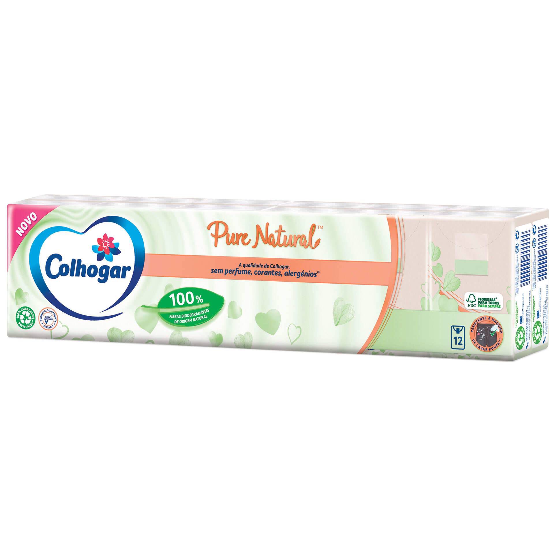 Colhogar Pure Natural Servietten – 18x100 Cm, Zweilagig, Biologisch Abbaubar, Aus Recycelten Materialien, 1800 Stück (1 Karton)