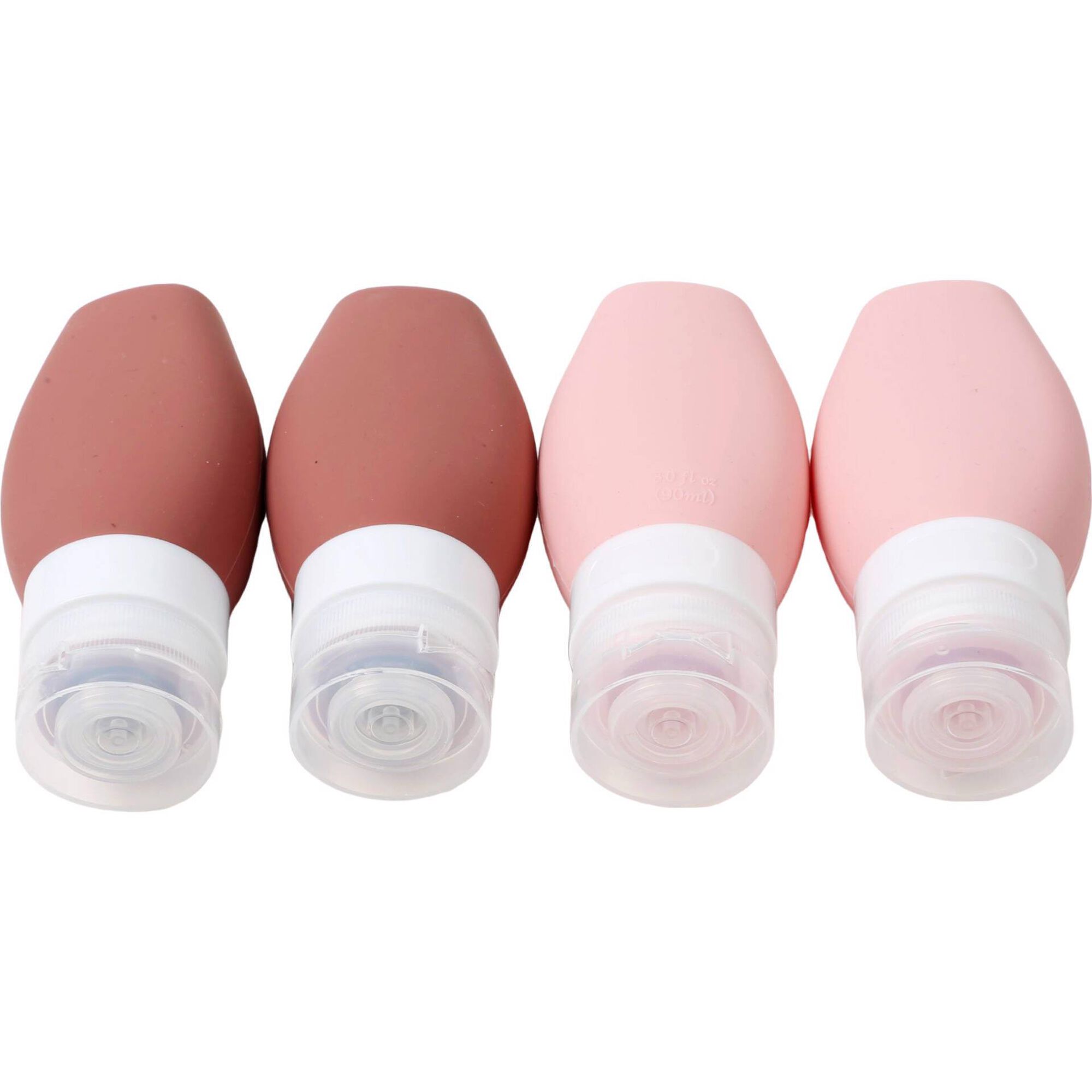 Conjunto 4 Frascos Viagem Silicone Rosa