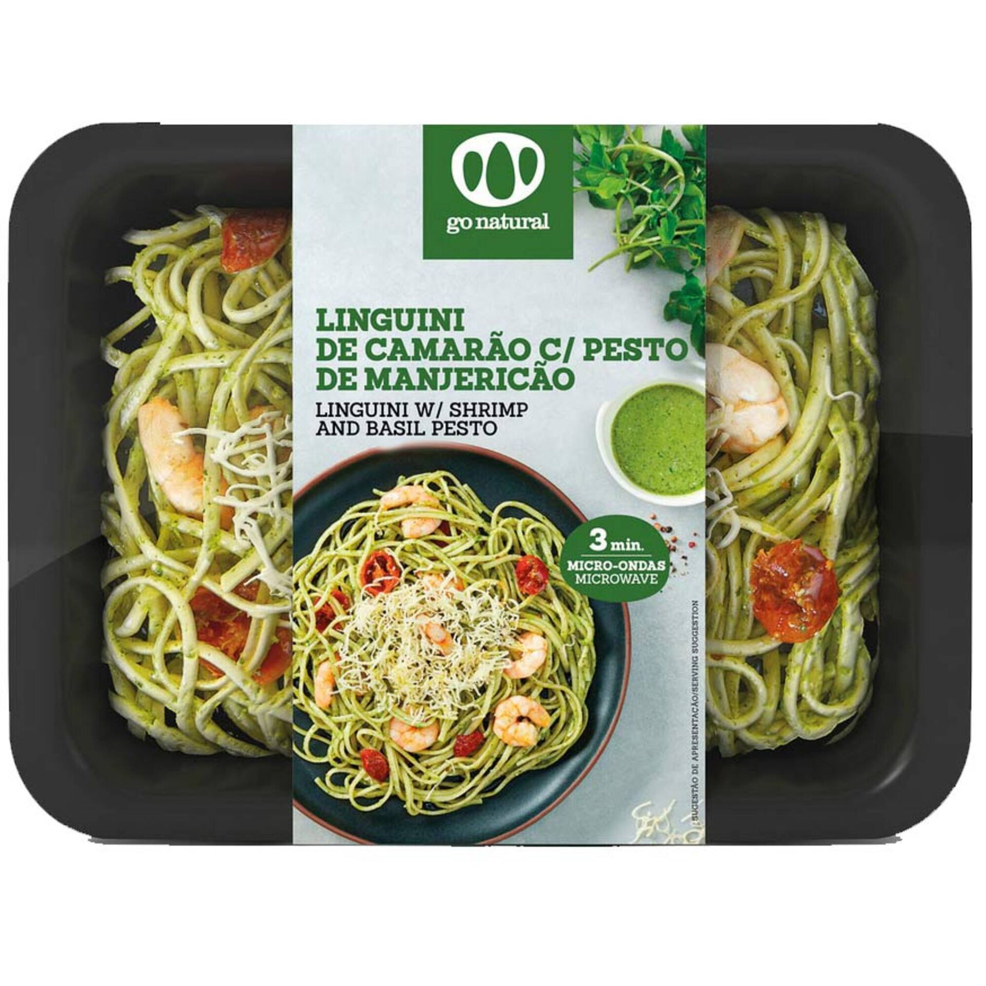 Linguini de Camarão e Pesto de Manjericão Linguini de Camarão e Pesto de Manjericão