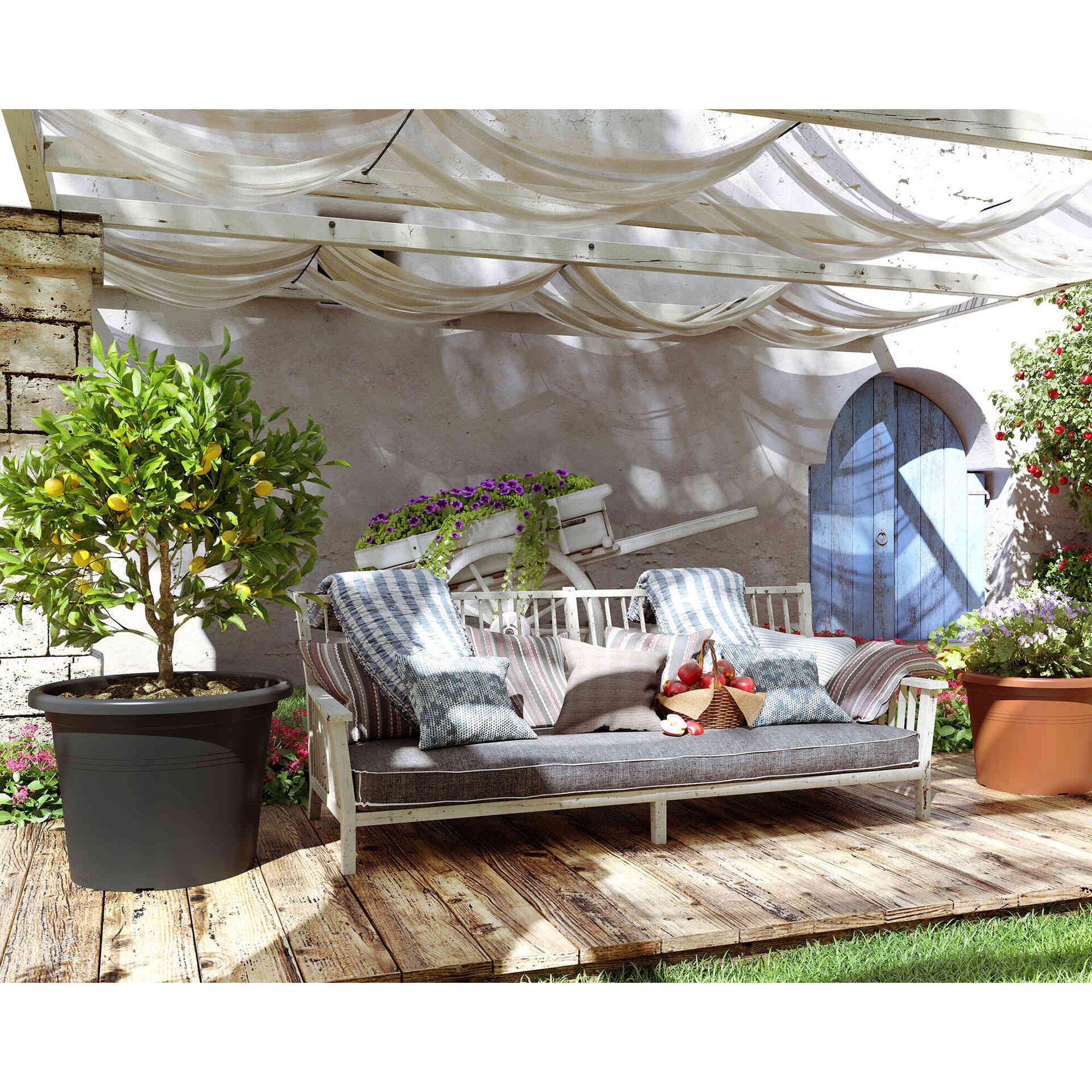 Vaso Redondo Plástico 20cm Cinza Antracite