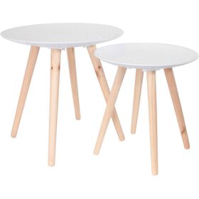 Conjunto 2 Mesas Apoio Brancas Droplet Kasa