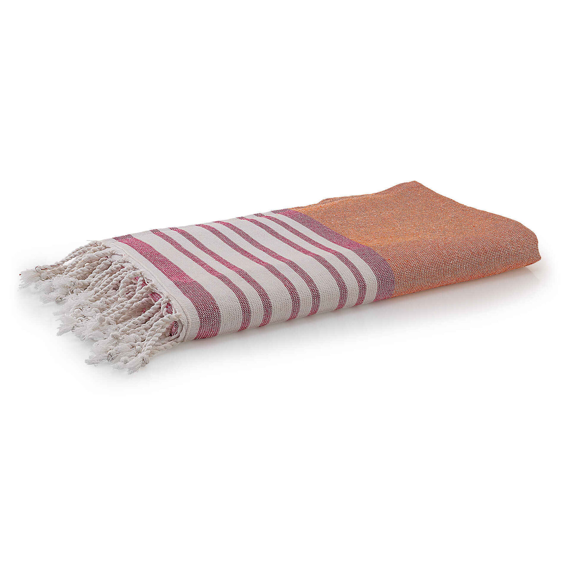 Toalha de Praia Riscas Rosa e Laranja Kasa