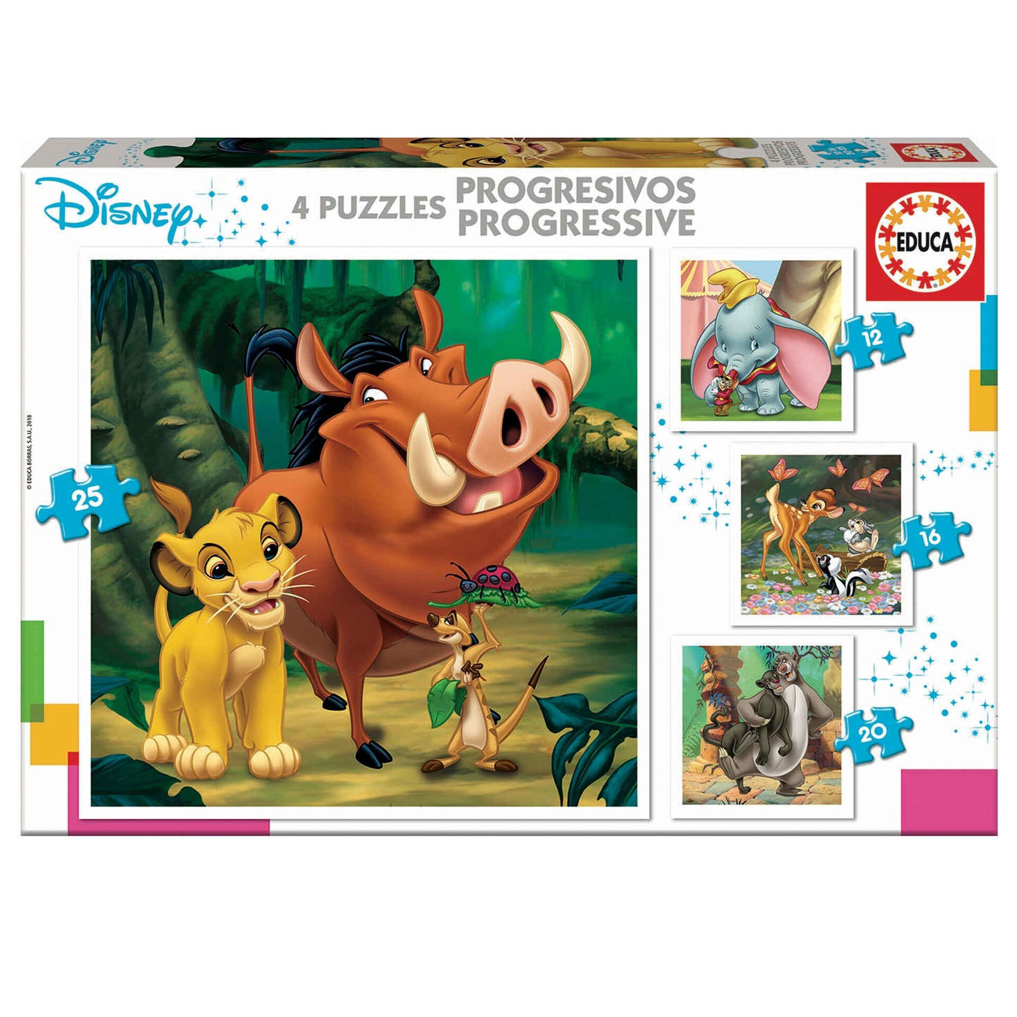 4 Puzzles Progressivos Disney 12 a 25 Pe&ccedil;as (v&aacute;rios modelos)