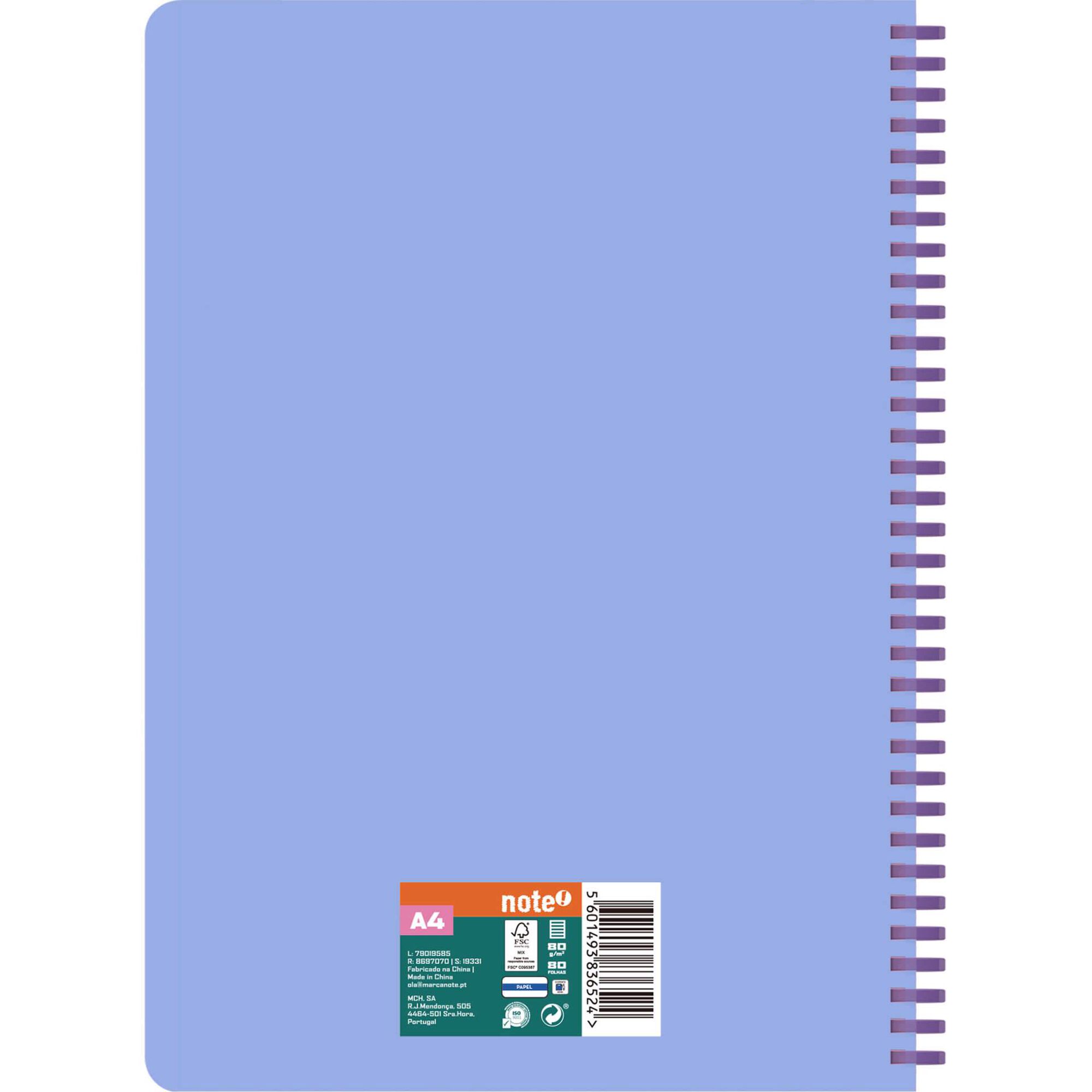 Caderno Espiral A4 80 Folhas Pautado (v&aacute;rias cores) Note!