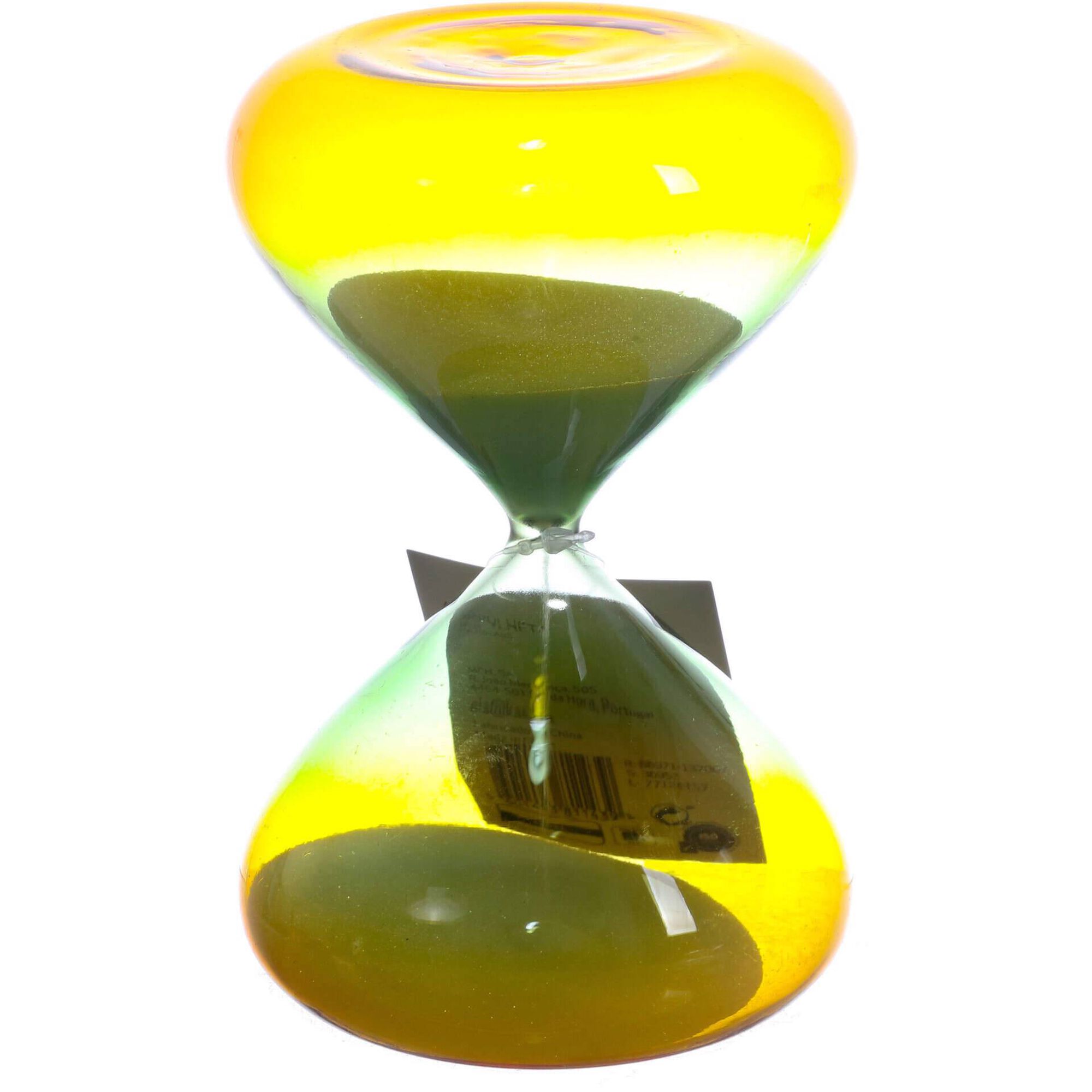 Ampulheta Vidro Degrad&ecirc; Amarelo e Verde Kasa