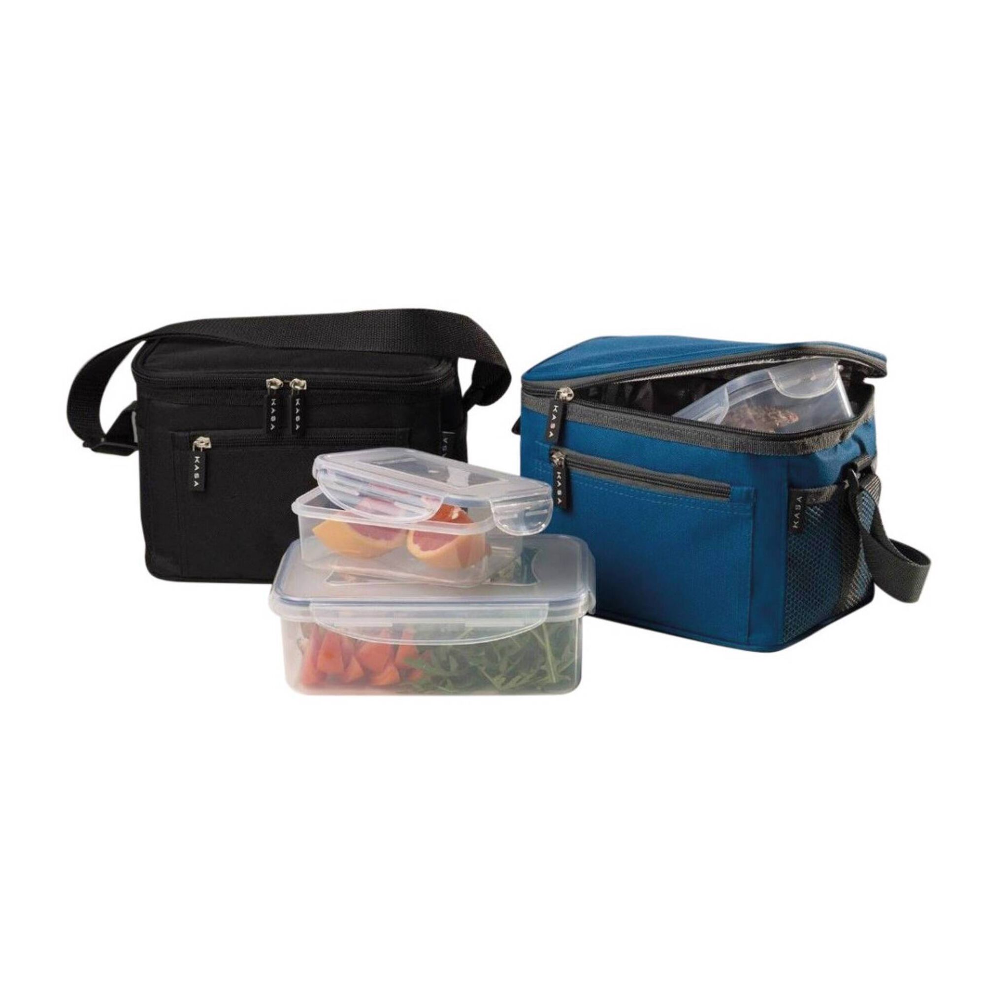 Conjunto Saco T&eacute;rmico Tiracolo e 3 Caixas Azul 4 My Lunch Kasa