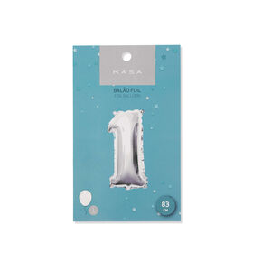 Balão Foil Nº1 83cm Prateado