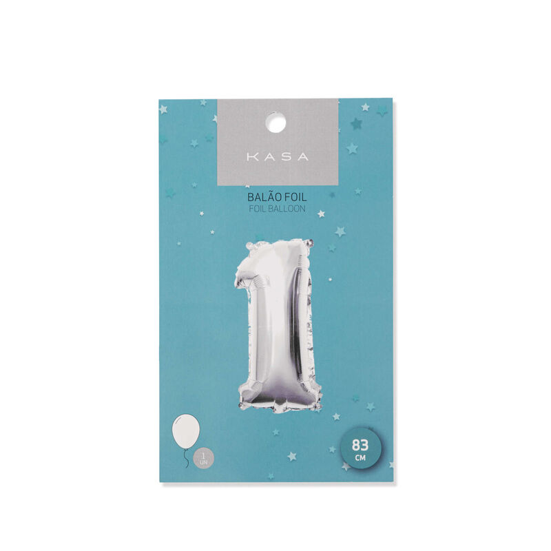 Balão Foil Nº1 83cm Prateado Kasa