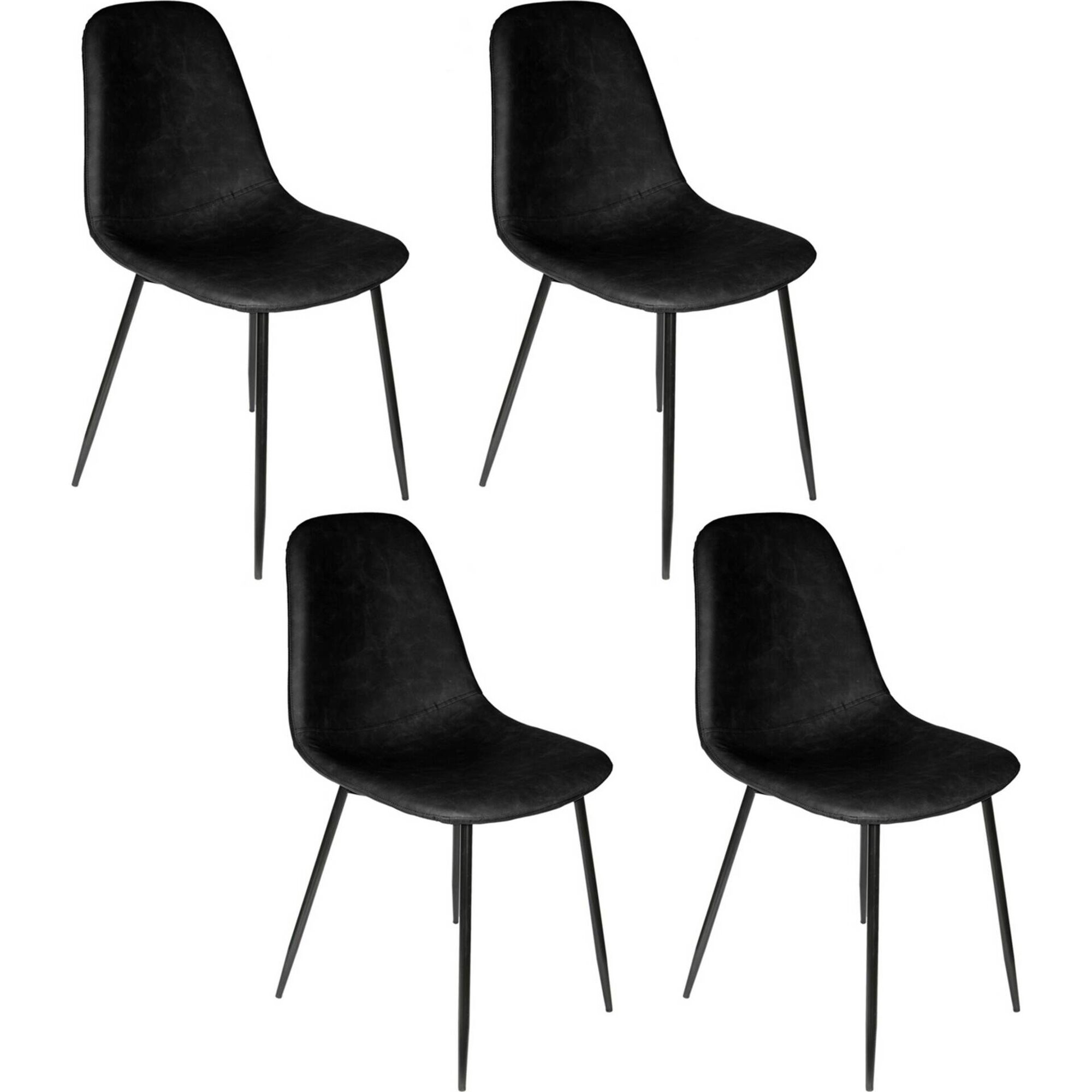 Conjunto de 4 Cadeiras Estofadas Preto Amber