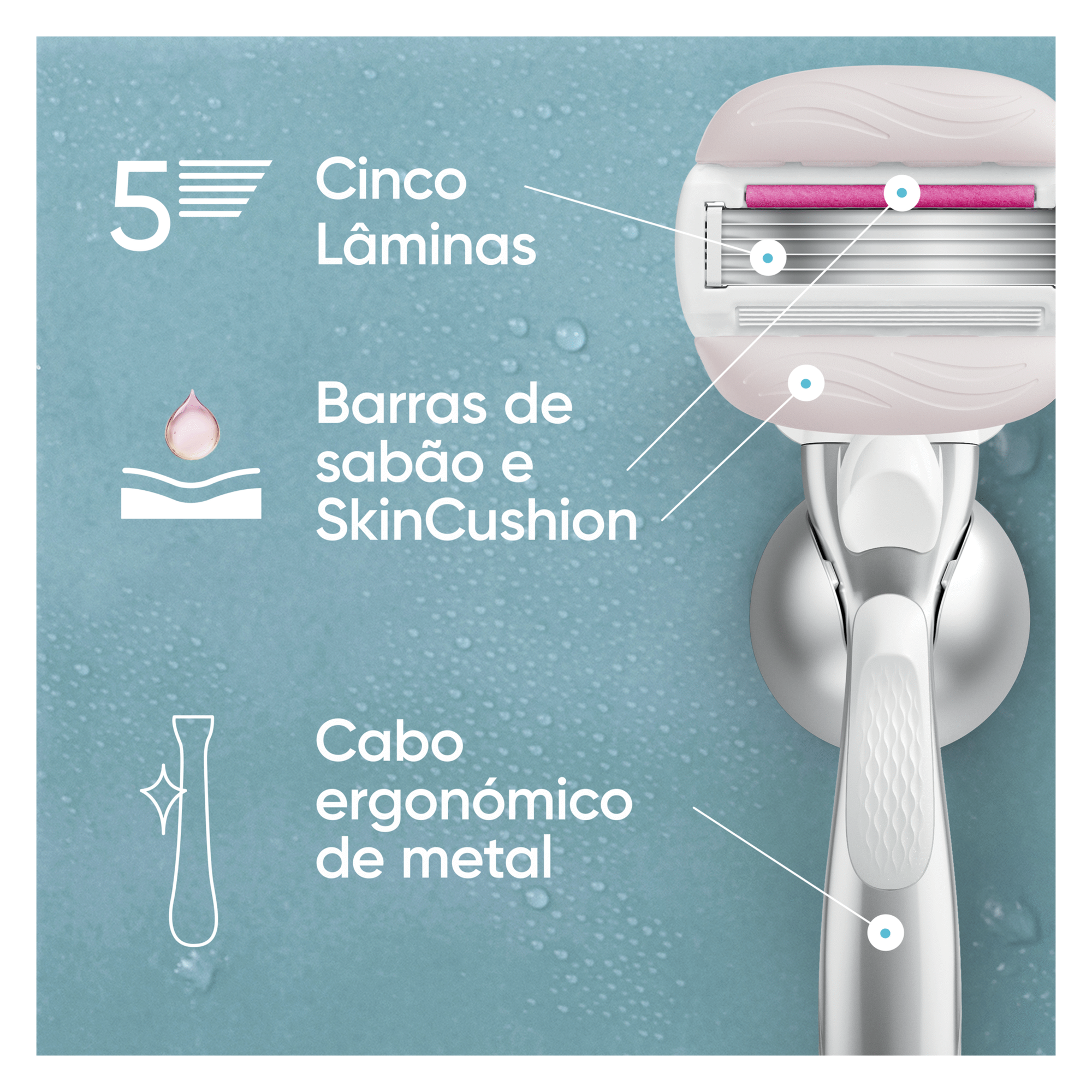 Máquina Depilatória Venus Pro Comfortglide Sugarberry com 1 Recarga