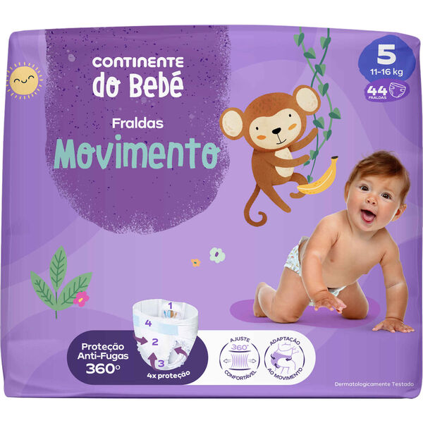 Fraldas Movimento 11-16kg T5 Continente do Bebé