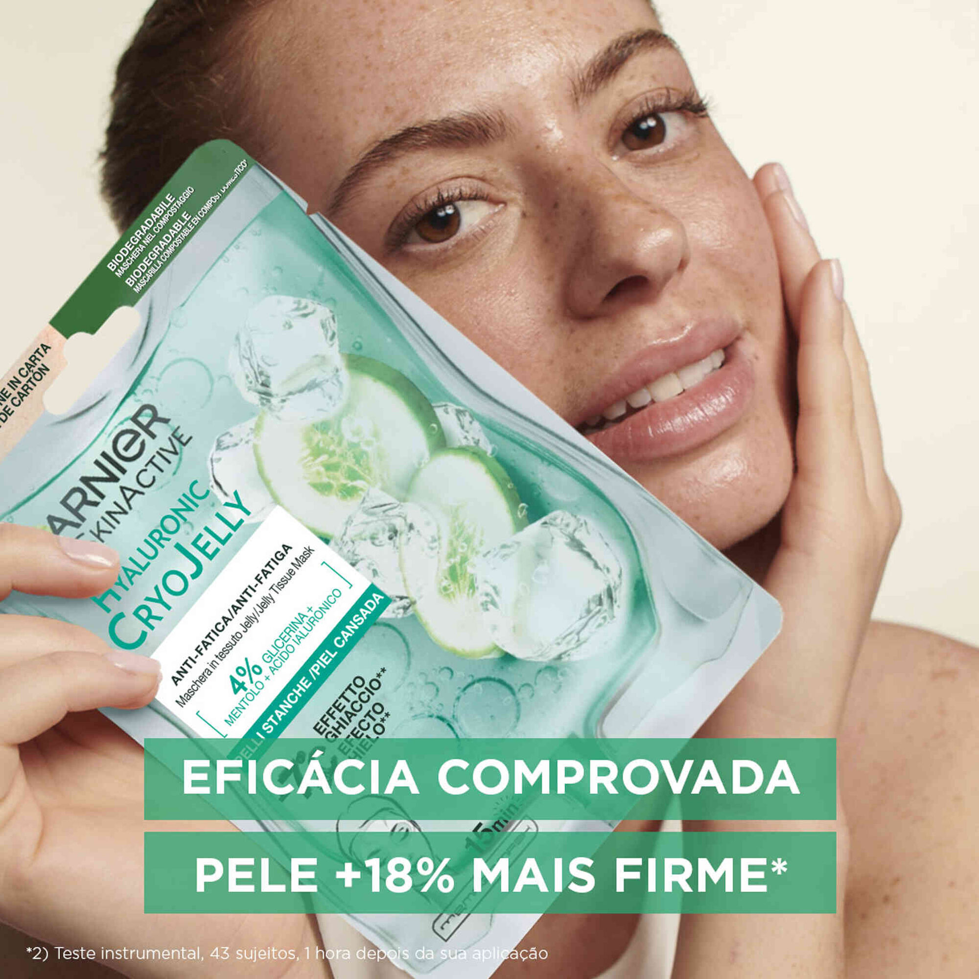 Máscara Facial Tecido CryoJelly Aloe Hialurónico Pele Cansada