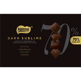 Bombons de Chocolate Negro e Flor de Sal, Avelã e Laranja Dark Sublime