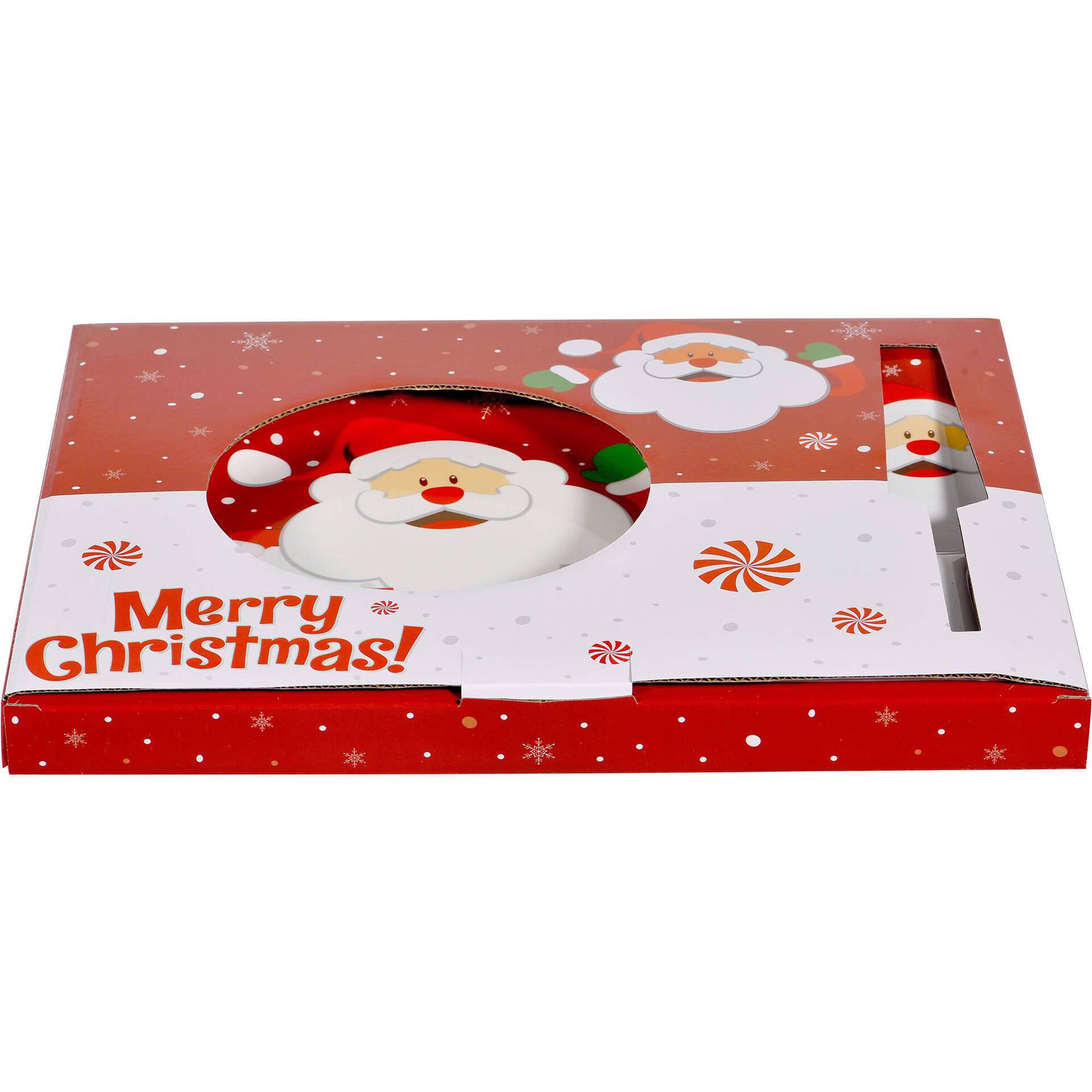 Prato Bolo Vermelho 27cm com Espátula Pai Natal