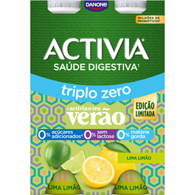 Iogurte L&iacute;quido Bifidus Triplo 0% Lima e Lim&atilde;o sem Lactose Activia Danone