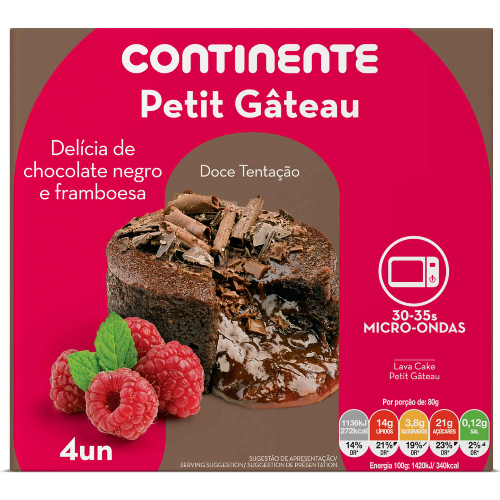 Petit Gâteau de Chocolate Negro e Framboesa Petit Gâteau de Chocolate Negro e Framboesa