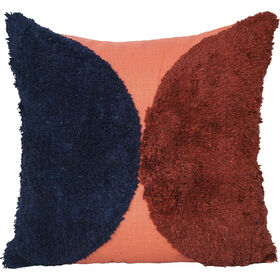 Almofada Quadrada 45x45cm Semicírculos Laranja e Azul
