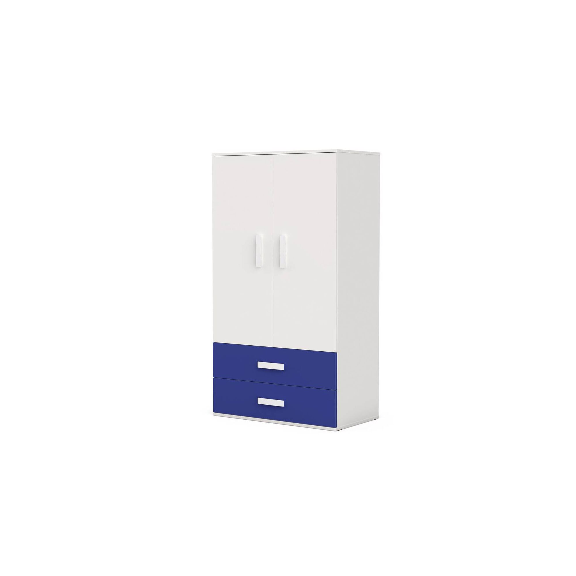 Roupeiro com 2 Portas e 2 Gavetas 100x55x180cm Branco e Azul Play