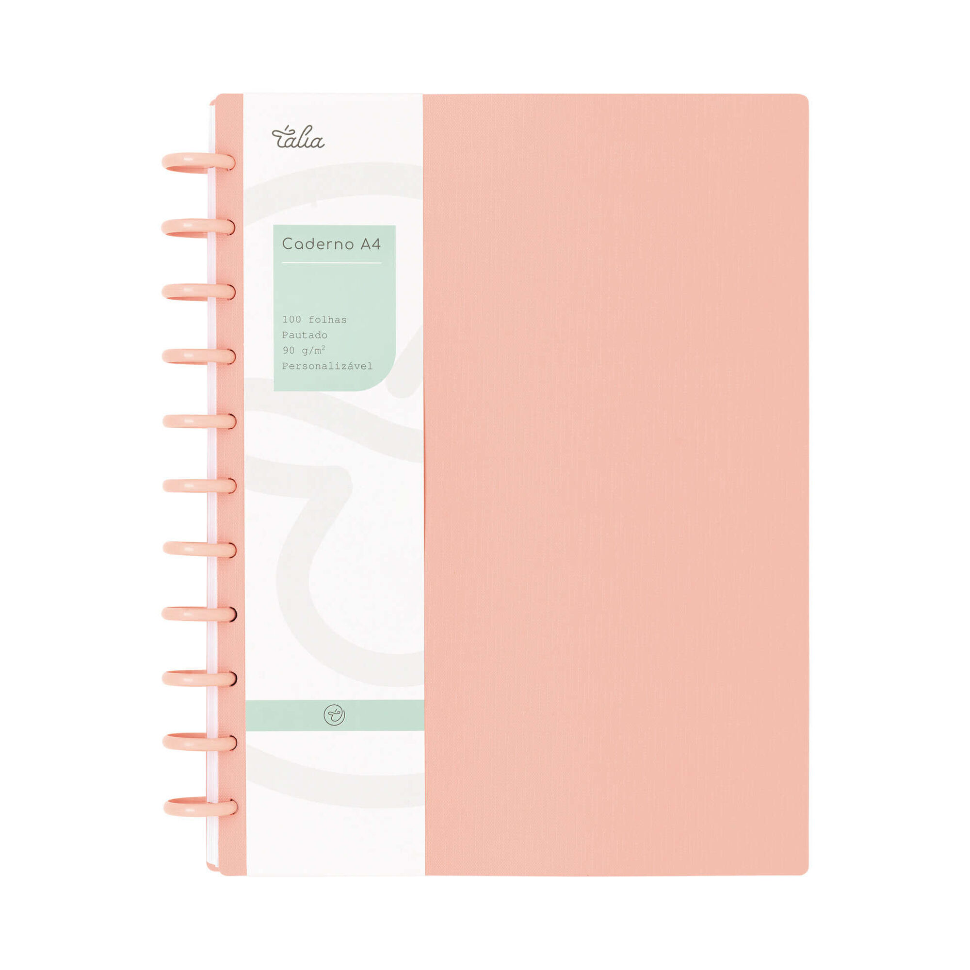 Caderno Smart Espiral A4 Pautado Pêssego