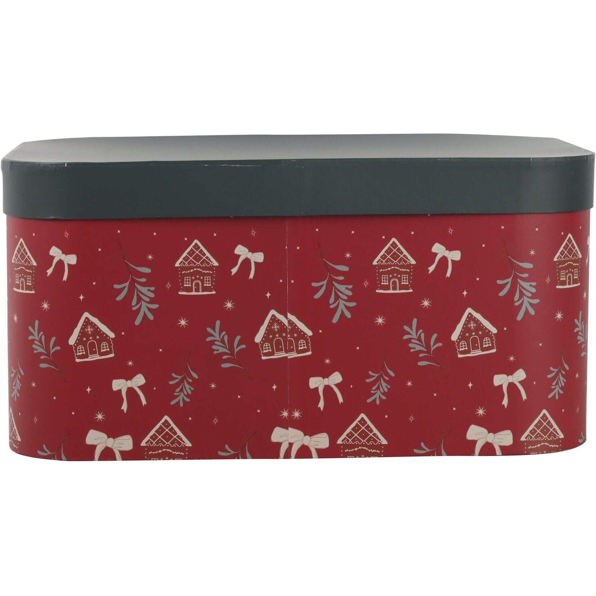 Caixa Cartão Oval 19x38,5x 26,5cm Casas Vermelhas