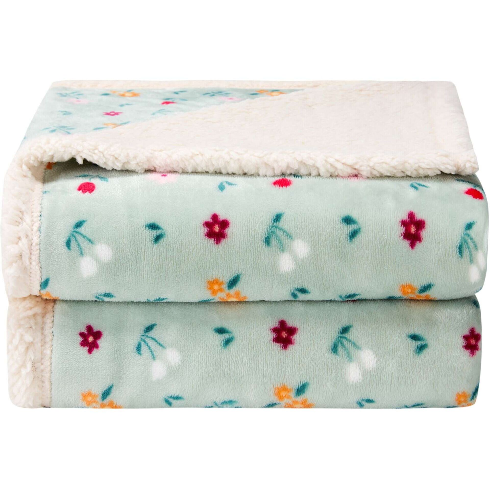 Manta Borreguito 160x130cm Flores Rustic Country Kasa