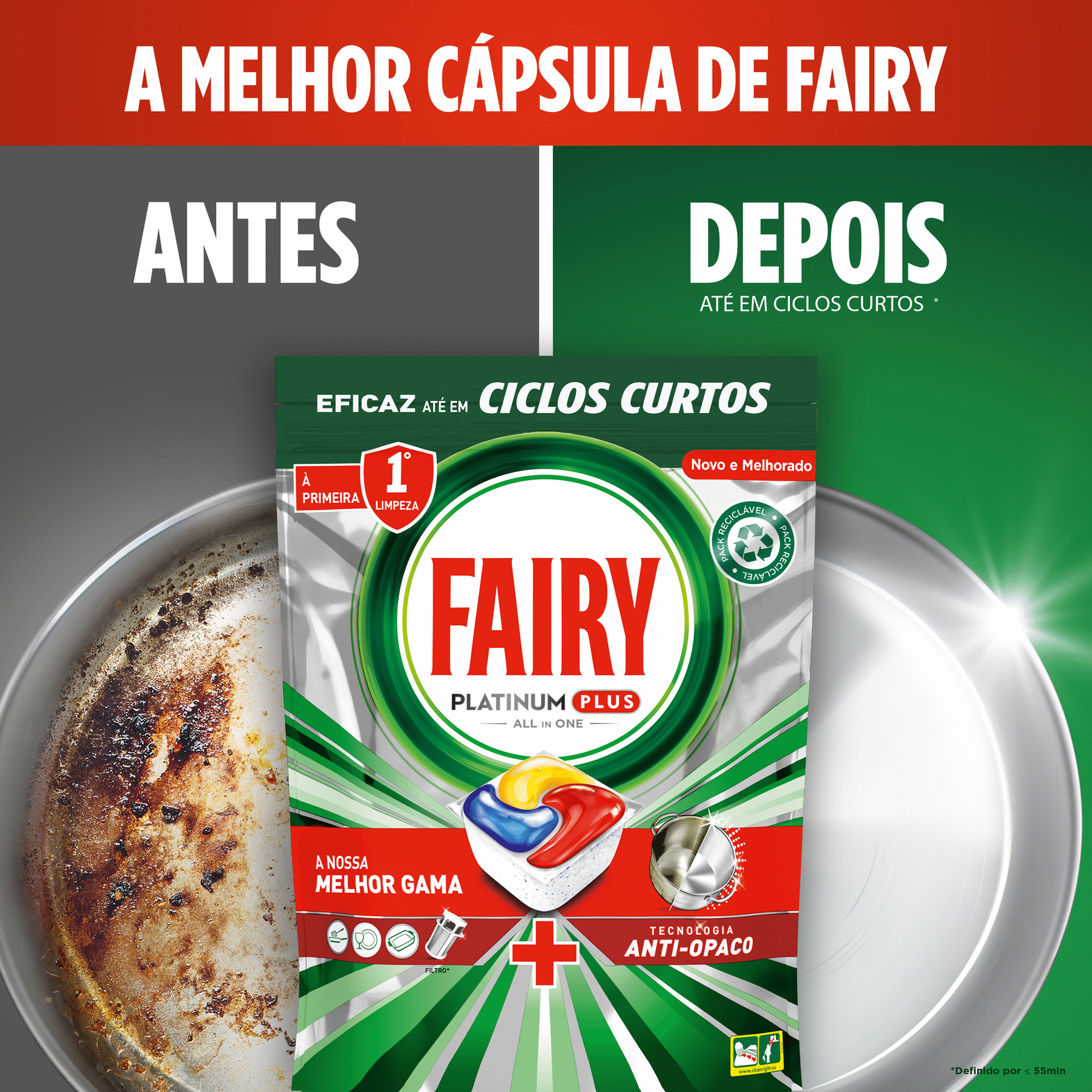 Detergente M&aacute;quina Loi&ccedil;a Pastilhas Platinum Plus Lim&atilde;o Fairy