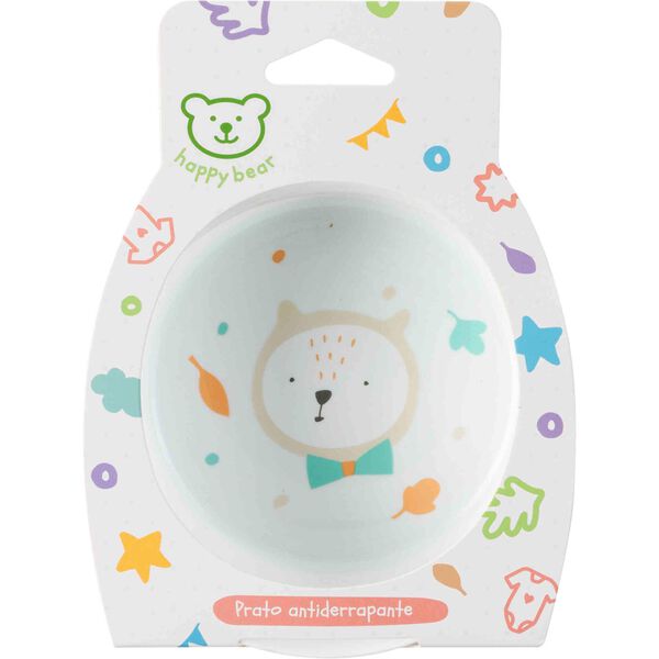 Prato Antiderrapante Branco Happy Bear