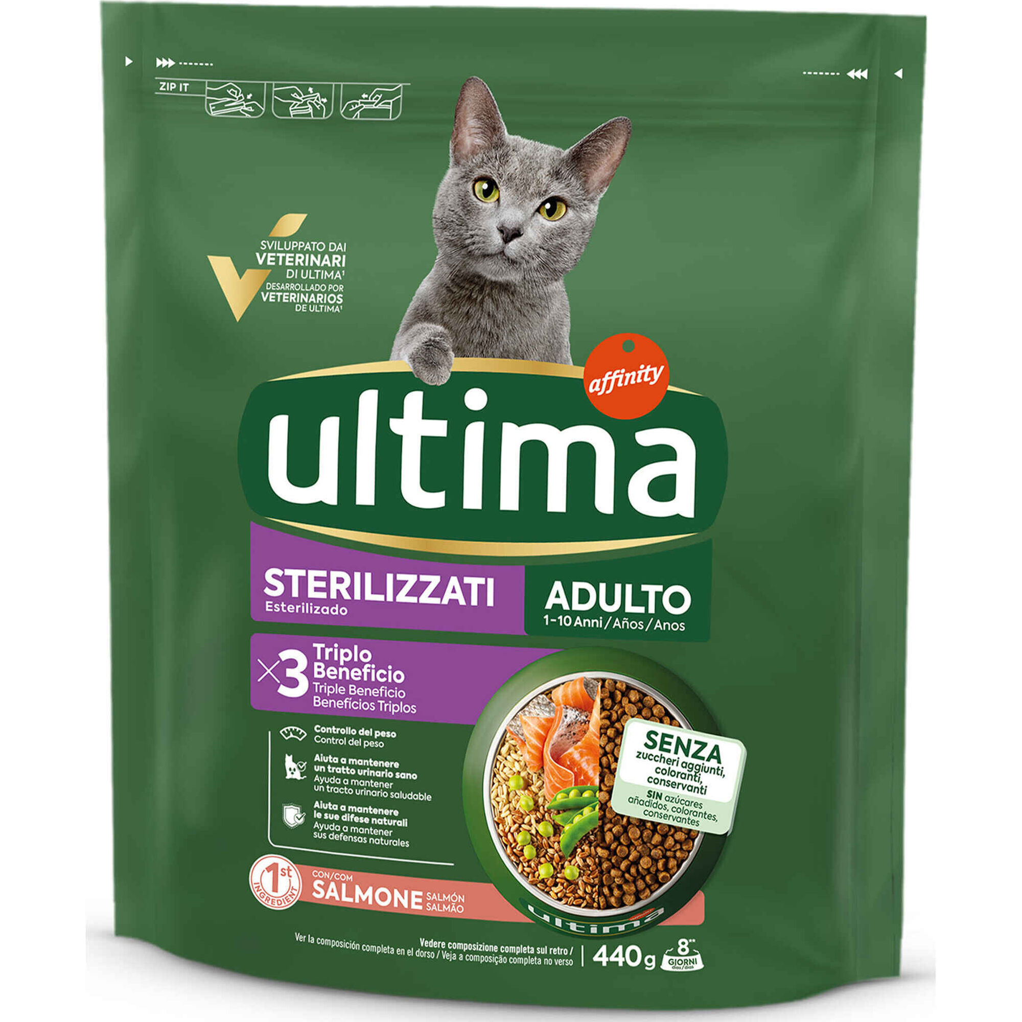 Ra&ccedil;&atilde;o para Gato Adulto Esterilizado Salm&atilde;o Affinity Ultima