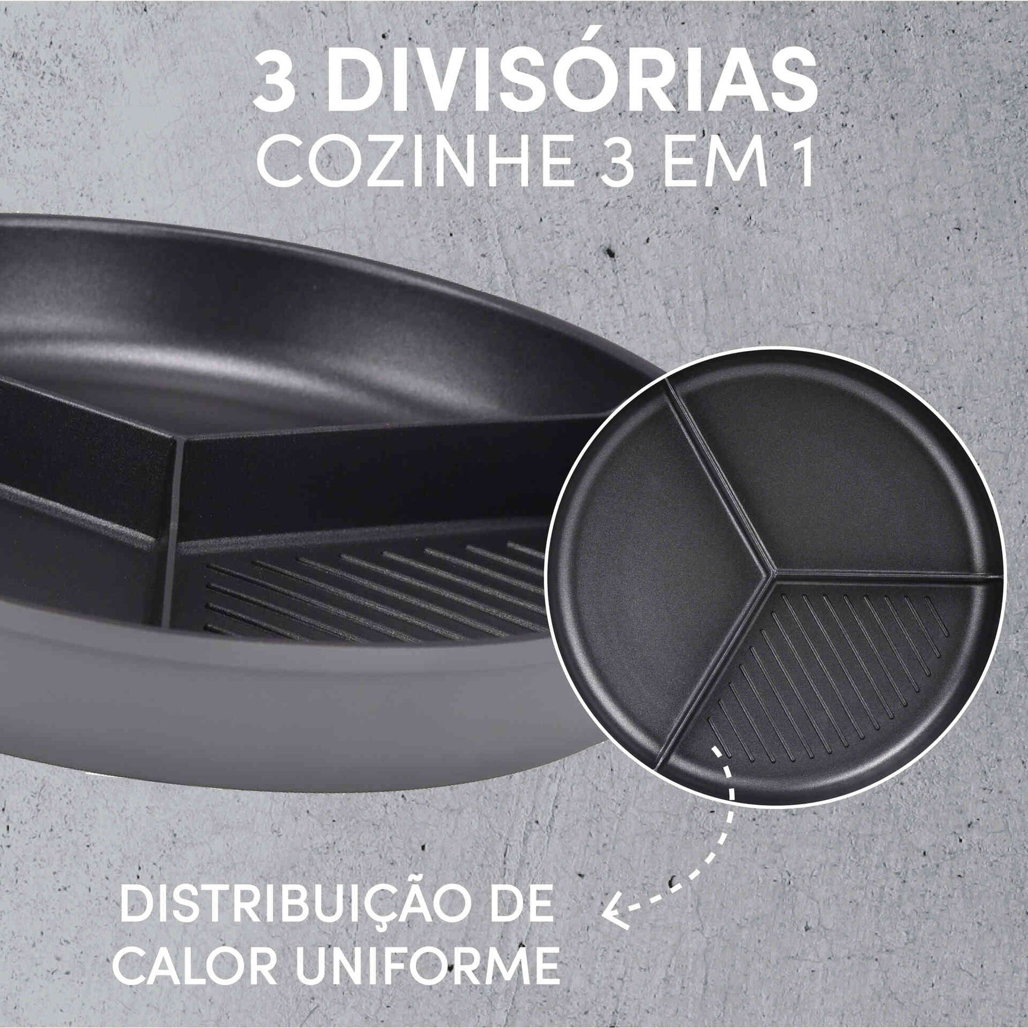 Frigideira Alumínio 35cm com 3 Divisórias