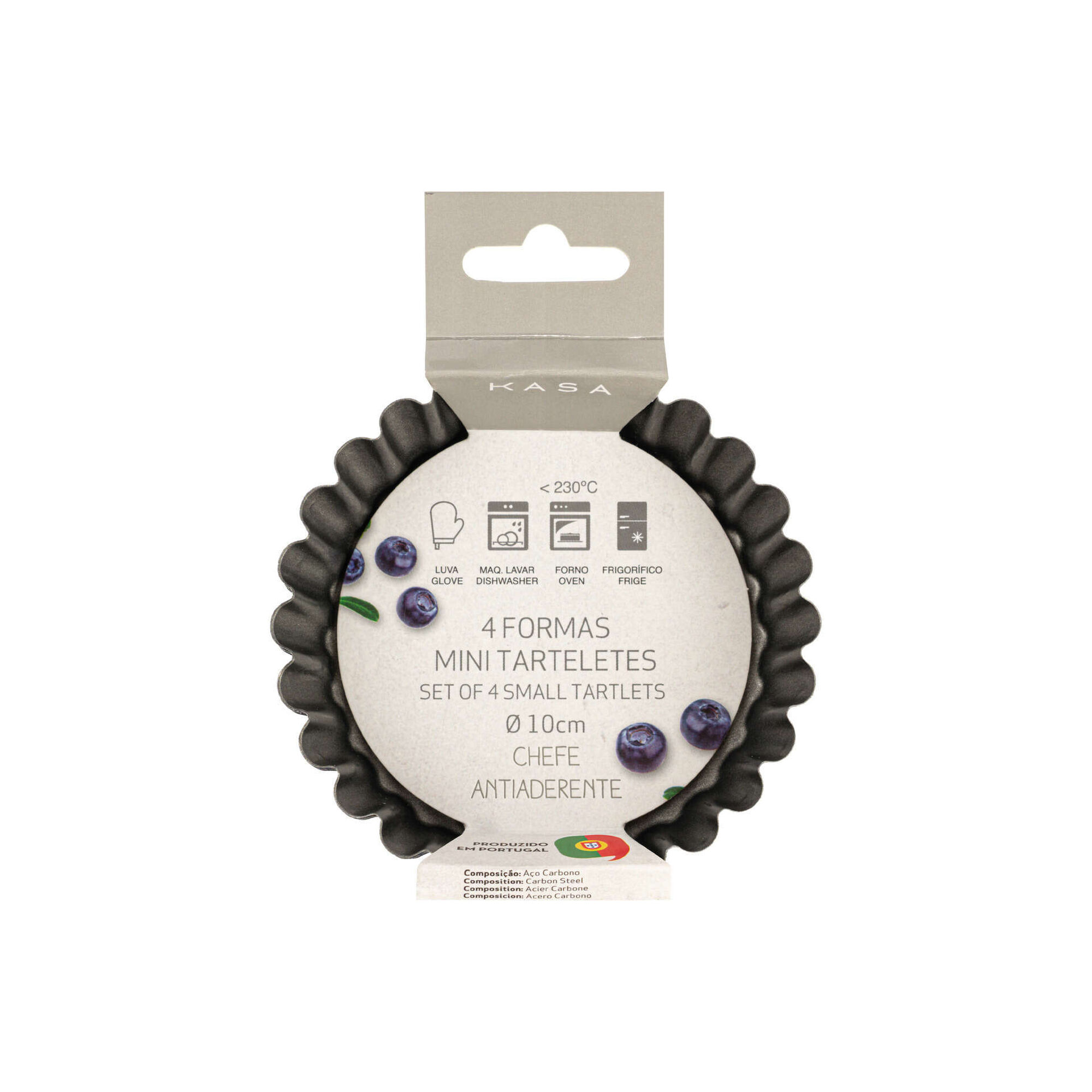 Conjunto 4 Mini Tarteletes Aço Carbono 10cm Preto Chefe