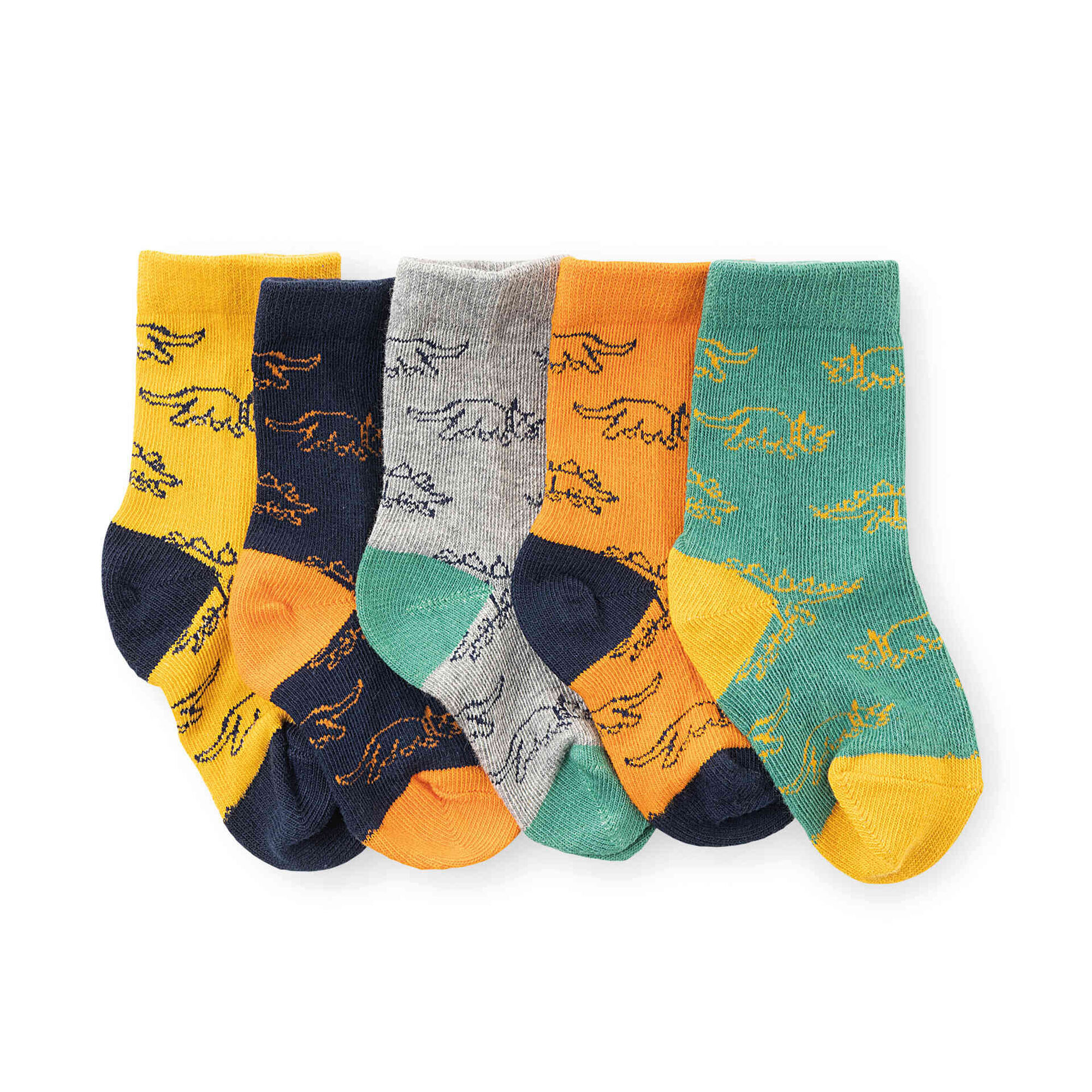 Conjunto 5 Meias Padrões Dinossauros 15/18 Bebé Menino