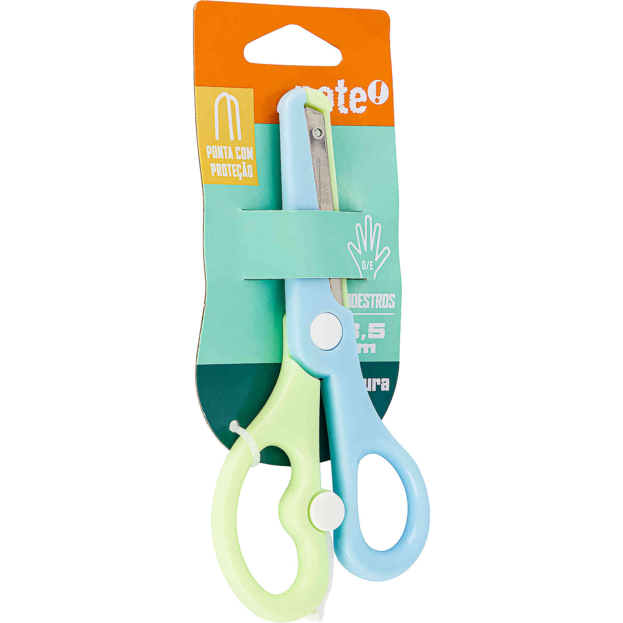 Tesoura com Ponta Prote&ccedil;&atilde;o 13,5cm Ambidestra (v&aacute;rias cores) Note!
