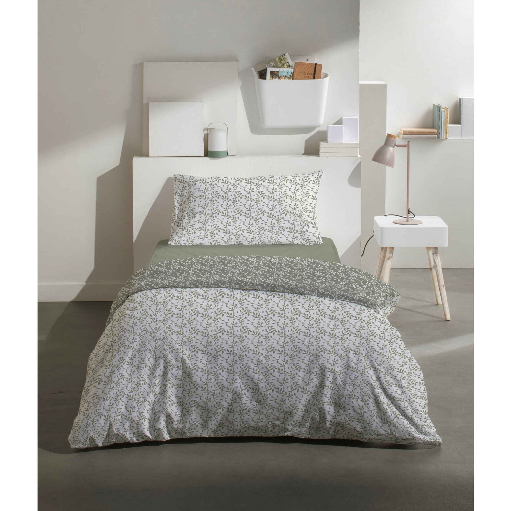 Conjunto Capa Edredão Acetinado Folhas