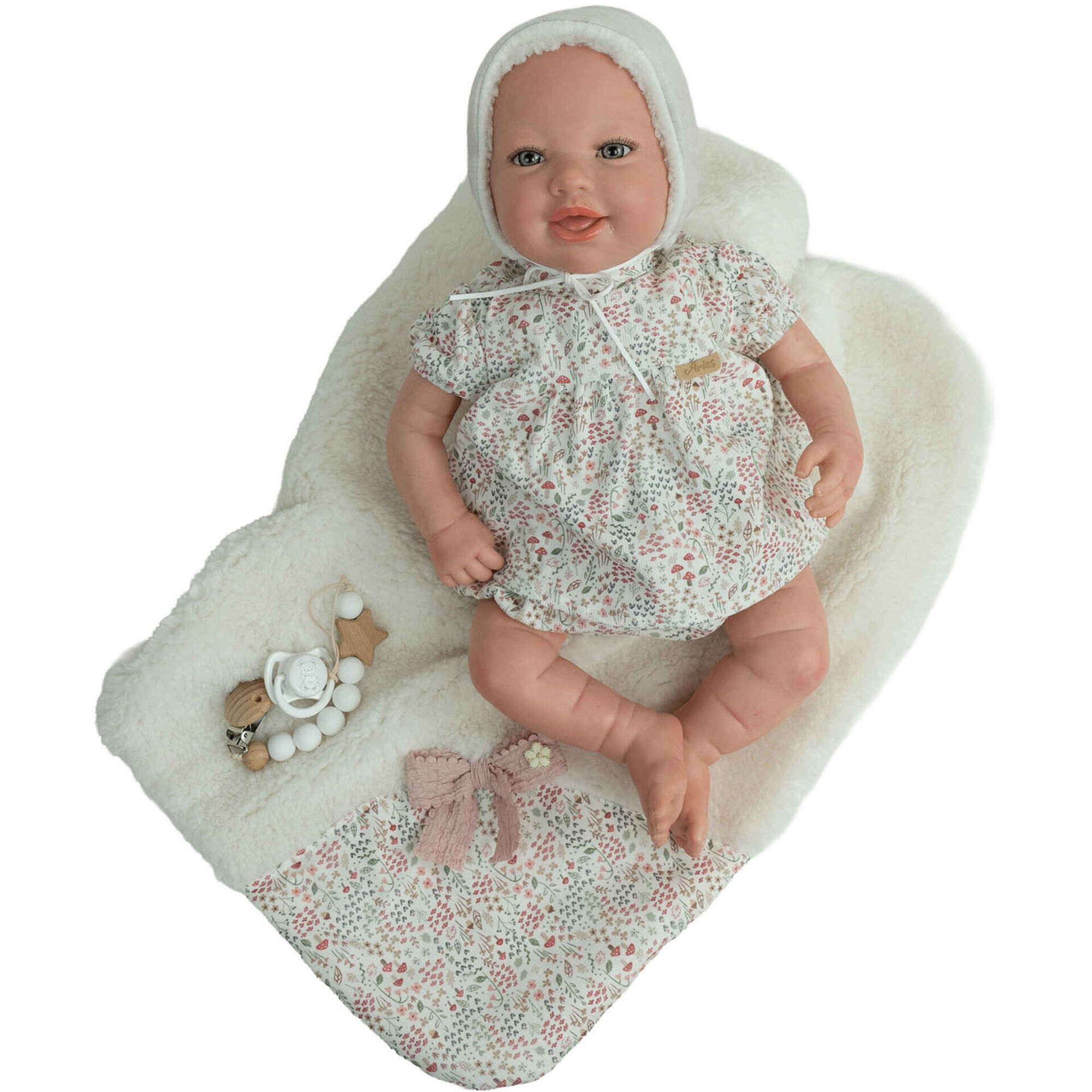 Reborn - Beb&eacute; Reborn Leia Rosa com Manta
