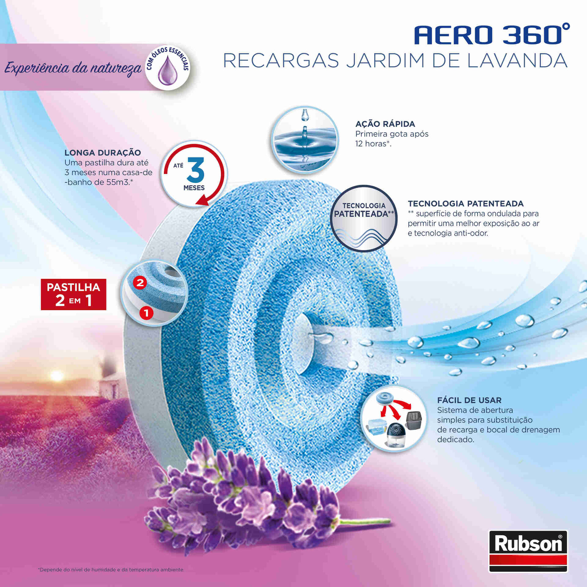 Recarga Desumidificador Lavanda Aero 360° - emb. 450 gr - Rubson