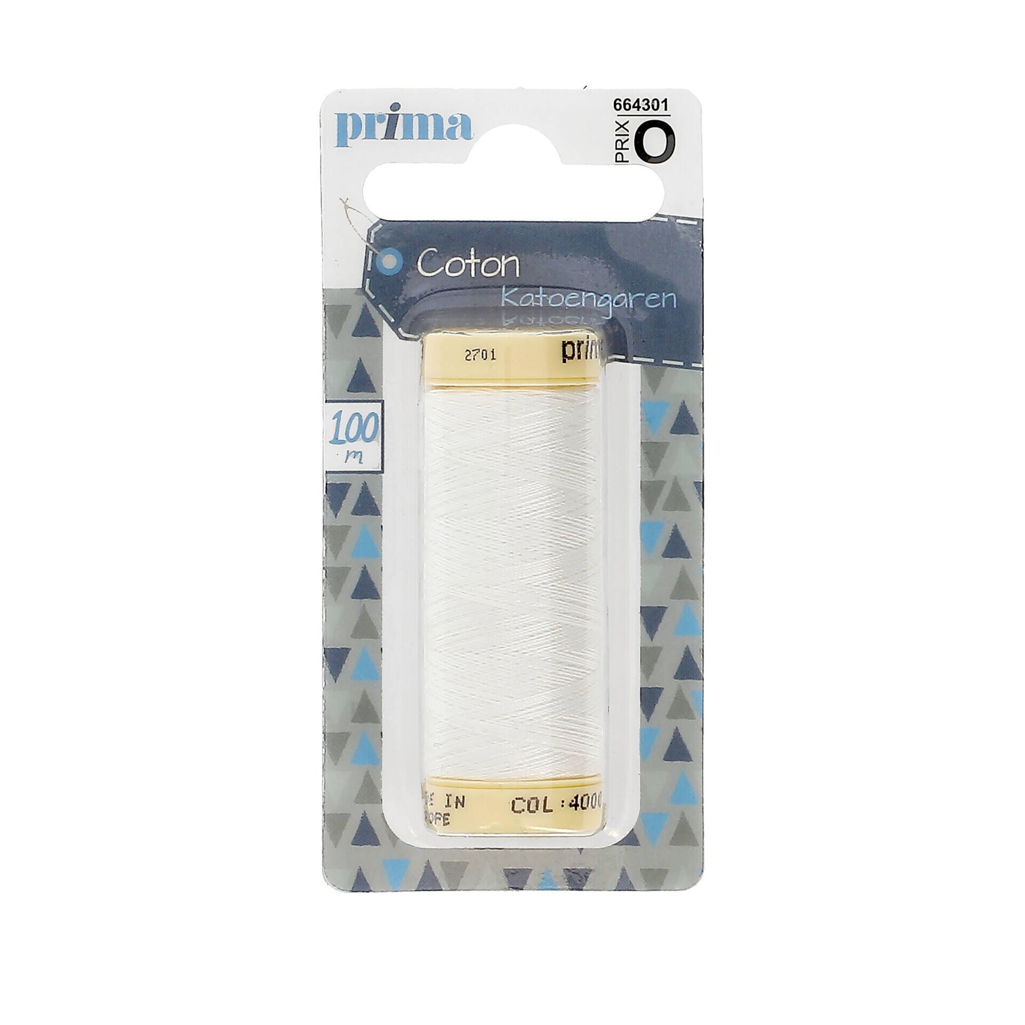 Linha Algod&atilde;o M&eacute;dio 100m Branco Prima