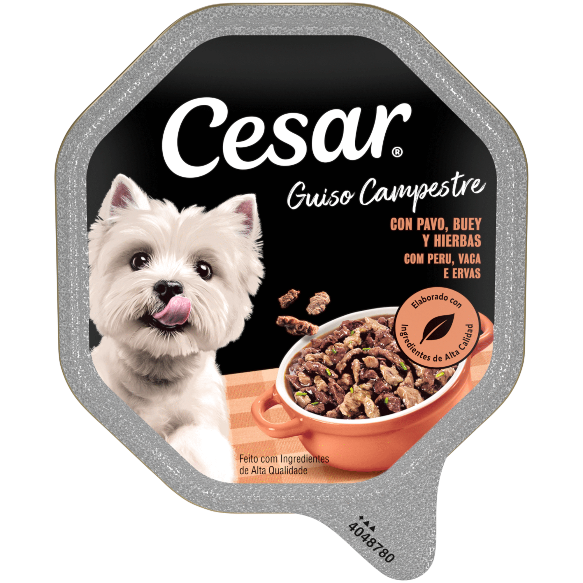 Comida H&uacute;mida para C&atilde;o Adulto Peru, Vaca e Ervas Cesar