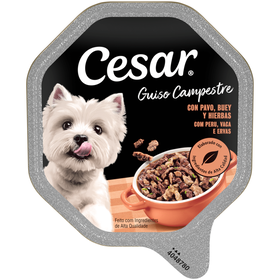 Comida H&uacute;mida para C&atilde;o Adulto Peru, Vaca e Ervas Cesar