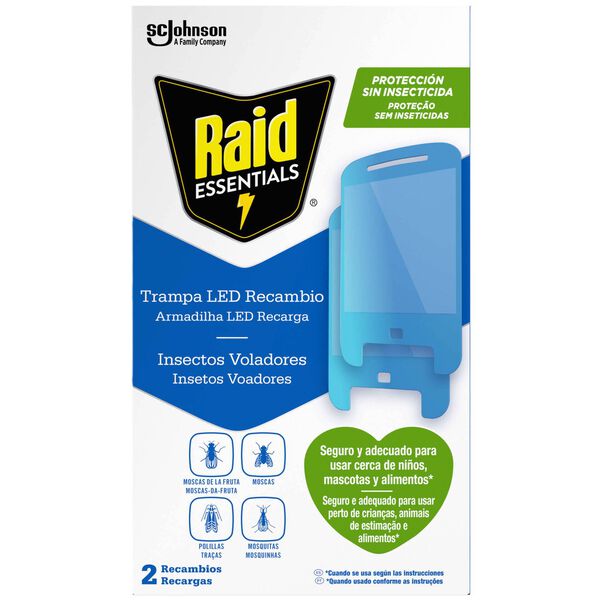 Inseticida Armadilha LED Recarga Insetos Voadores Raid