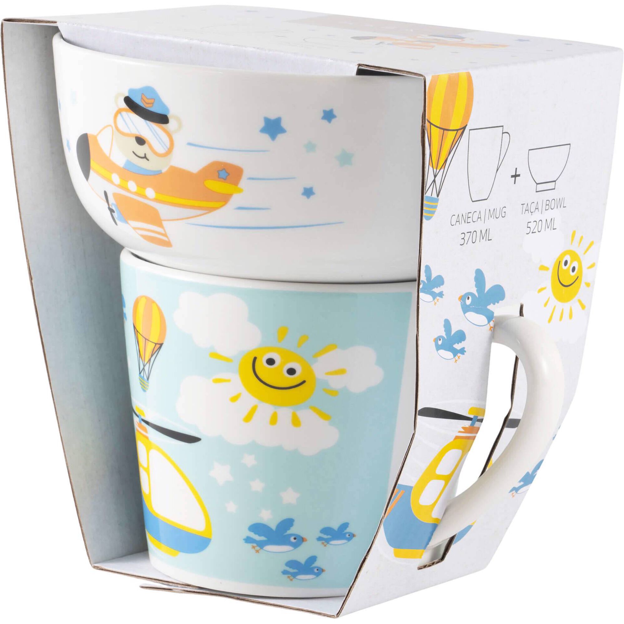 Conjunto Caneca e Ta&ccedil;a Avi&atilde;o Kasa