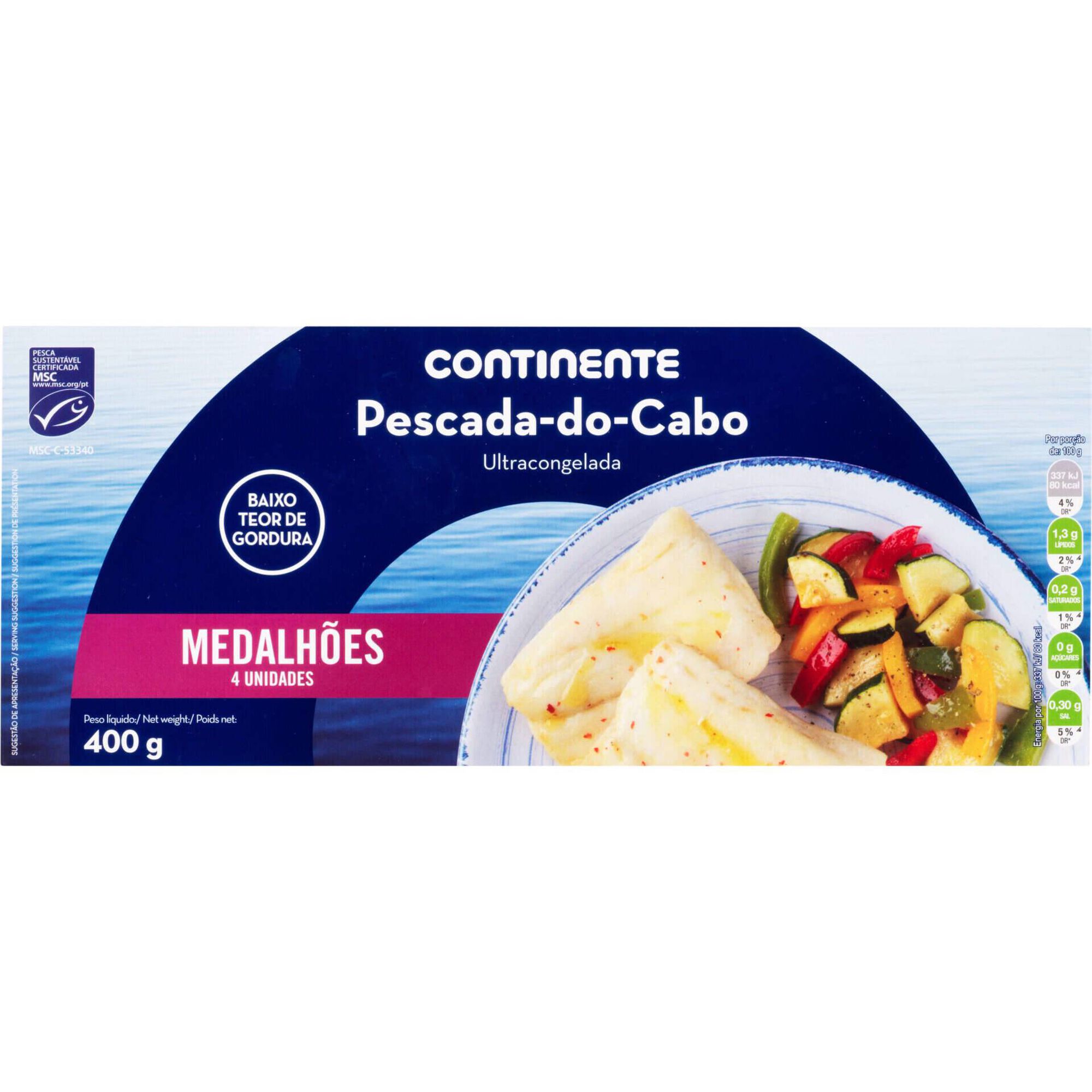 Medalh&otilde;es de Pescada do Cabo Ultracongelados Continente