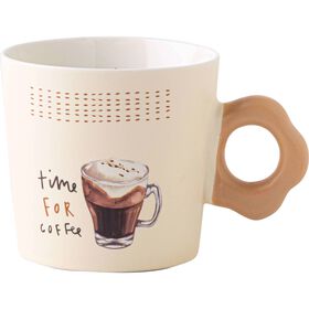 Caneca 360ml Time for Coffee Bege Kasa
